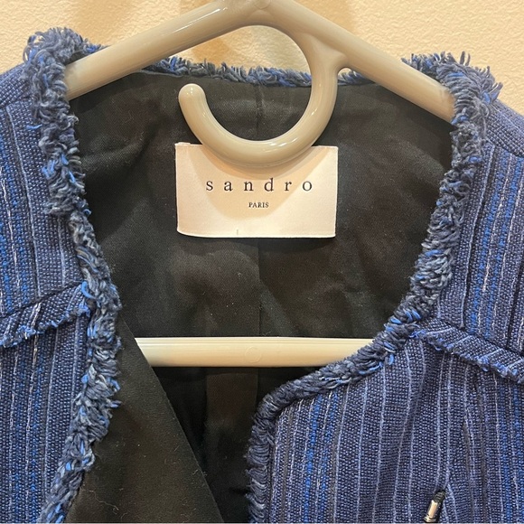 Sandro Blue Quilted Asymmetrical Jacket - Picture 5 of 9